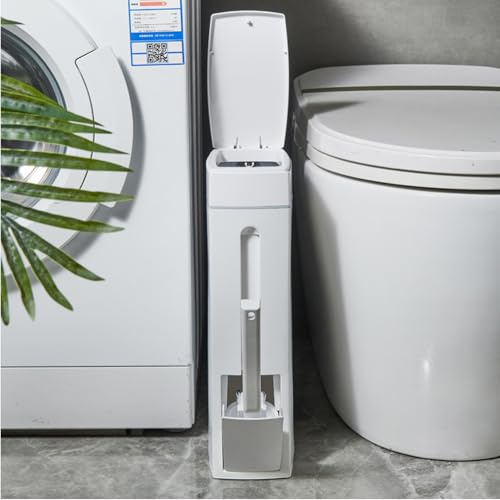 Badrumskorg 4,5 l med lock, popup-soptunna (plastbehållare med toalettborste) för toalett, kök, sovrum, kontor, vardagsrum, soptunna med hundlock