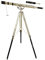 Vintage Floor Standing Brass Telescope Shiny Brass Finish Black Leather Adjustable Tripod Telescope 65'' Nautical Maritime Handmade Design Antique Handicraft for Home Decor