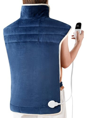 Zgrmbo Elektrische Heizkissen Rücken mit Abschaltautomatik, Voll Gewichtetes Heizkissen für Nacken Schulter mit 30°C - 70°C Wärmestufen, 1,5 kg Nackenwärmer Schulterwärmer, Waschbar