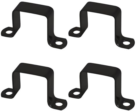 INCREWAY 4 Stück Vierkantrohr-Gurtklemme, schwarze Deck-Zaunpfosten, Stahl-Vierkantrohrschnalle, U-förmige Rohrschelle (3,8 x 3,8 cm)