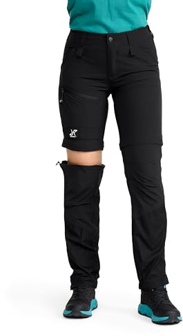 RevolutionRace Range Pro Stretch T Zip-Off Pants für Damen, Wandelbare Wanderhosen für Outdoor-Aktivitäten, Black, XL