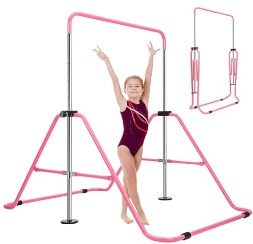LN COZY CORNER Gymnastics Bars, Junior Training Kip Bar Folding Gymnastics Equipment,Adjustable Height Horizontal Bar for kids ages 6-12 Girls for Home Gym Indoor Garden Outdoor