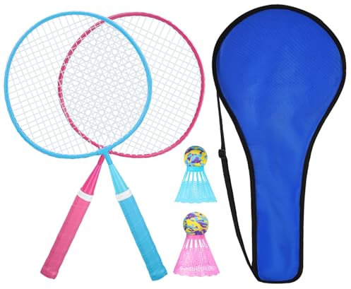 KH Federball Set Badminton Schläger Set of 2 oder 4 für Erwachsene Kinder, Schläger, Federbälle und Tragetasche im Lieferumfang