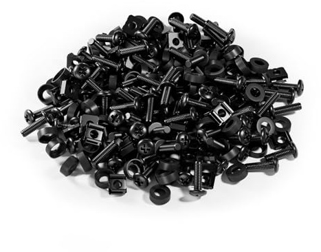 FGB 100 x M6 Käfigmuttern Schrauben Set - 100er M6 x 20 mm Set Patchpanel Racks Servergehäuse 19 Zoll 10 Zoll Montagesatz Stahl für Netzwerkschränke - Schwarz