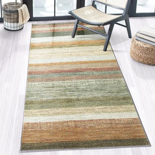 Floordirekt Teppich Läufer für Küche, Flur & Wohnraum - Teppichläufer auf Maß - Meterware - Flurteppich - Küchenläufer - Wohnzimmer Teppich (80 x 200 cm, Naxos - Beige-Rot)