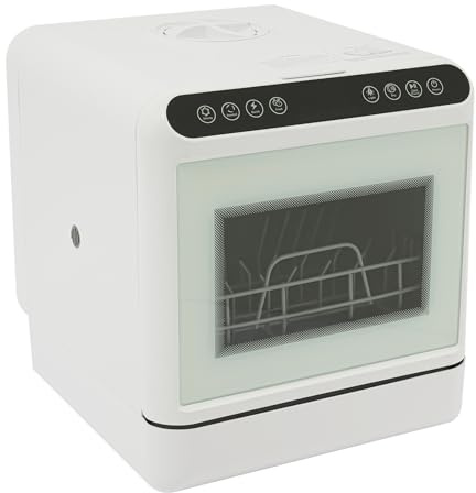 HUOMMGS Lavastoviglie da tavolo 1100 W Mini lavastoviglie per 6 soffitti di misura 4 modalità di pulizia lavastoviglie da tavolo con serbatoio dell'acqua da 6 l, piano lavastoviglie con indicatore LED