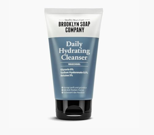 Brooklyn Soap Company Daily Hydrating Cleanser – Mildes Waschgel mit Hyaluron & Glycerin – Feuchtigkeitsspendende Gesichtsreinigung für trockene & empfindliche Haut