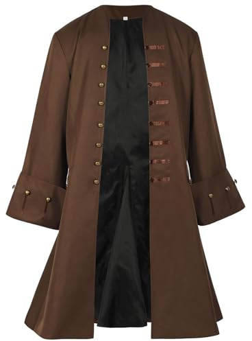 Costume da steampunk da uomo, vestibilità larga, guaina gotica, giacca medievale, retrò, vittoriana, trench, uniforme, teatro, pirata, vampiro, cosplay, Halloween, costume da pirata