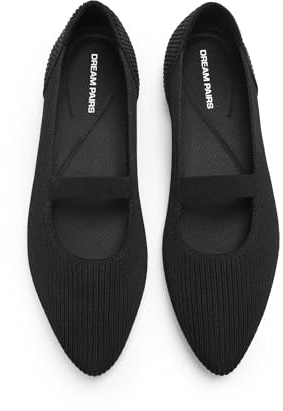 DREAM PAIRS Zapatos de Ballet de Punto para Mujer con Punta Afilada, Cómodos y Elegantes, Ideales para la Oficina y el Trabajo, Estilo Mary Jane,Size 40,Negro,SDFA26005W