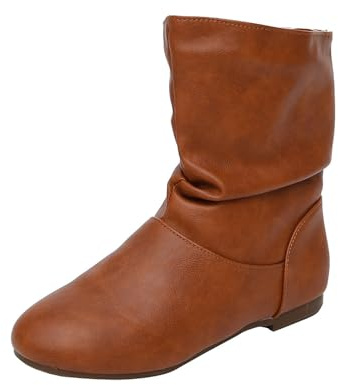 Botines para mujer 2026, botines holgados de tacón bajo para exteriores, cómodos, casuales, clásicos, para invierno, puntera redonda, sin cordones, a media pantorrilla, cómodos, para caminar, Brown