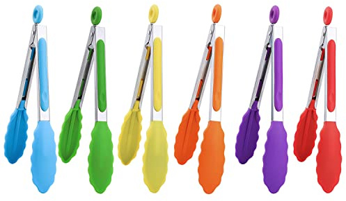 MSY BIGSUNNY Mini-Servierzange, Silikon Küchenzange, 17,8 cm, Mehrfarbig, 6 Stück