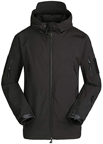 LiliChan Veste Tactique Soft Shell Militaire pour Hommes Sports de Plein air Armée de Chasse Manteau Imperméable (XXXXX-Large, Noir)
