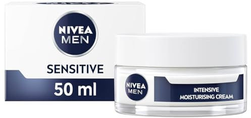 NIVEA MEN Sensitive Moisturising Cream (50ml), Face Care Moisturiser with Vitamin Pro Complex & 0% Alcohol for All-Day Relief from Skin Irritation & 48H Moisture, Ideal for Sensitive Skin