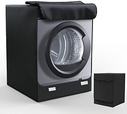 LEESITEC Funda para Lavadora de Exterior Impermeable Cubierta para Lavadora y Secadora Cubierta Interior Antipolvo y Antimanchas con Aberturas Frontales Negro 60 x 60 x 85cm