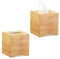Relaxdays 2 x Kosmetiktücherbox quadratisch, Taschentuchbox Holz, Kosmetikbox Bambus, HxBxT: 15,5 x 14,5 x 14,5 cm, Natur