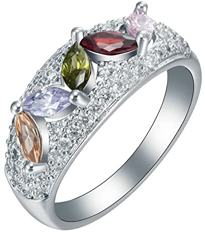 Aeici Damförlovningsring, Förlovningsring Dam Silverpläterad Elegant Blad Silver Ring Storlek 20