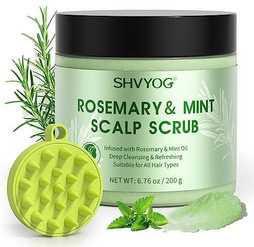 Exfoliante Para el Cuero Cabelludo, Exfoliante de Romero y Menta, Tratamiento Capilar Nutritivo, Desintoxicante, Cuidado Capilar, Prevención de la Caída del Cabello, 300 g