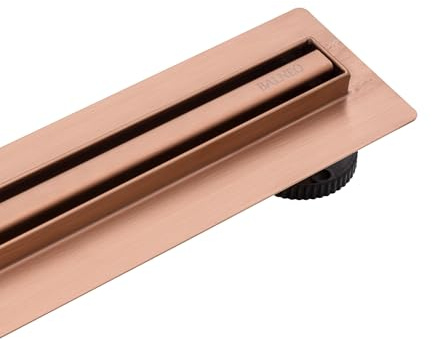 BALNEO Caniveau de Douche 80cm, Siphon de Sol INOX Cuivre Panneau Étroit 14mm, Ensemble Complet, Faible 57mm, Proline Slim & Low