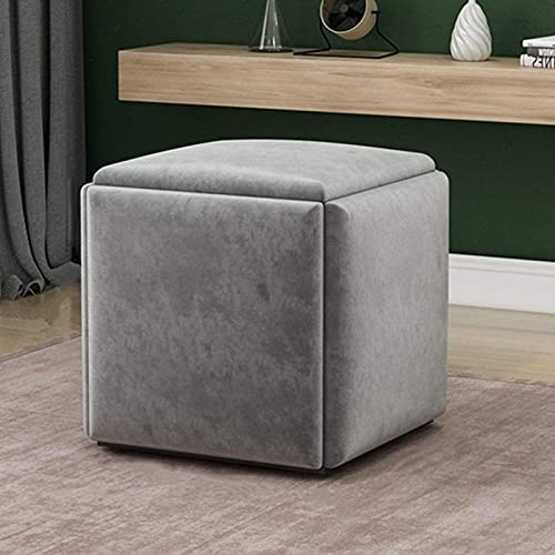Canapé carré empilable – Tabouret ottoman gigogne 5 en 1, siège cube repose-pieds, pouf convertible pour salon, chambre à coucher, repose-pieds empilable, meuble polyvalent et élégant