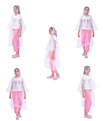 Start and Drive Ltd Poncho for Children Boys & Girls, Disposable Kids Raincoat Waterproof Rain coat Cape, Light weigh (UK, Age, 6 Years, 13 Years, Regular, 05, Transparent)