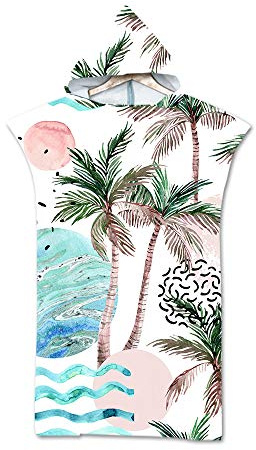 Lukery Serviette Poncho de Surf avec Capuche - Microfibre à Séchage Surfing Changement Robe Poncho Plage à Langer Adulte Enfant pour Les Sports Nautiques et Le Surf sur la Plage Piscine