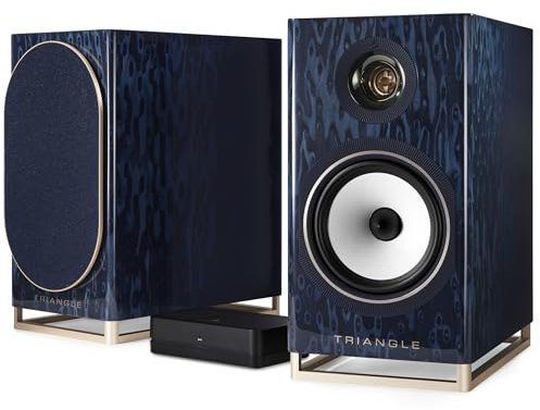 Triangle - Capella Connected Speakers - Wireless 2 x 100W Bookcase - Wi-Fi & Bluetooth - Airplay - Arc and Optical TV – Made in France - 200 x 380 x 315 mm – Astral Blue (Pair)