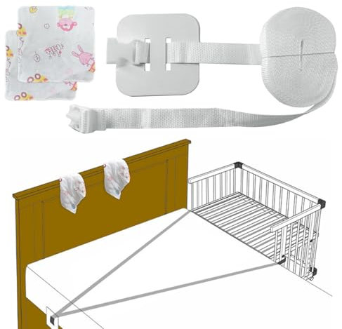 BORISCA Kit Colecho Correa para Cuna de Bebé Universal Cuna con 2 Toalla, 8 M Fijación de Cuna Auxiliar, Protector Cuna Fijación de Auxiliar Correas de Muebles para Cuna para Proteger Bebé