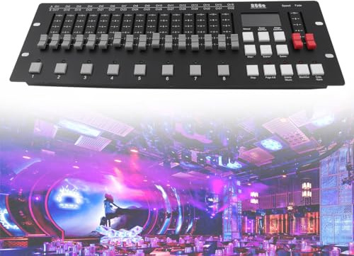 DMX Steuerung, 256 Kanäle Dmx Controller mit HD-LED-Anzeige 3-in-1-Stecker Lichtpult Dmx Pult DJ-Equipment Lichtmischpult für DJs Bühnen Diskotheken Nachtclubs Partys Hochzeiten