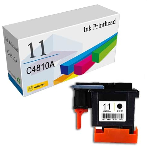 CMADJT 11 Testina di Stampa C4810A C4811A C4812A C4813A Testina di Stampa Inchiostro Compatibile per stampanti HP 20PS 50PS 70 100Plus 110 110Plus 111 120 120NR 500 500PS 800PS 815mfp,Black-1Pack