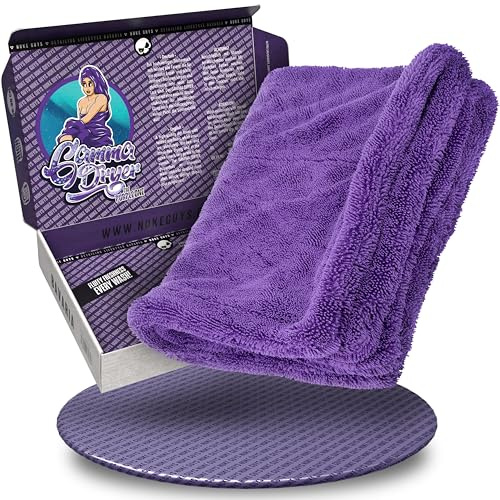 Nuke Guys Auto Trockentuch extrem saugstark & lackschonend | Gamma Dryer L 40x60cm Lila | 1400 GSM Mikrofaser Tuch zum effizienten Trocknen nach der Autowäsche | Mikrofasertuch