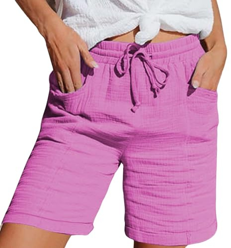 Black Shorts Women Knee Length Cropped Trousers Ladies Solid Drawstring Hot Pants with Pockets Half Length Capri Bermuda Shorts My Orders UK