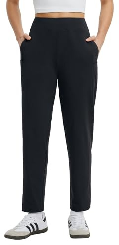 baleaf Womens Travel Pants with 6 Pockets Work Lightweight Stretch Ankle Petite Dressy Casual Golf Busniess Slacks Black M