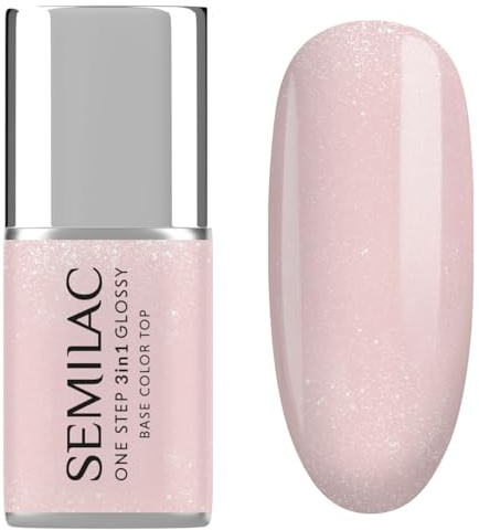 Semilac UV-Nagellack 3in1 One Step Glossy S259 Naked Glitter Beige 7 ml