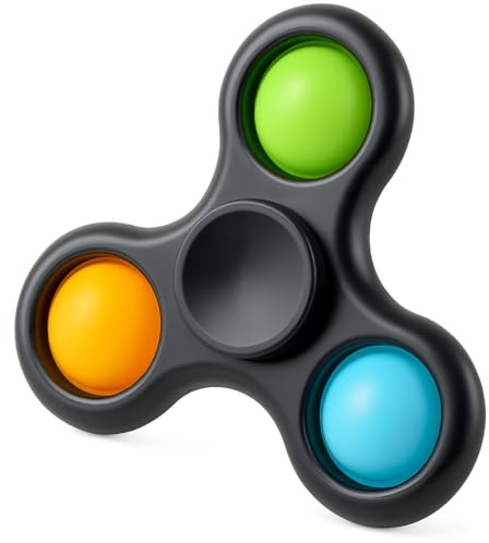 Ranzah Hand Fidget Spinner Toy Finger Bubble Pop Sensory ADHD Anxiety Stress Relief Gift Party Travel Toy For kids Teens Adults (Black)