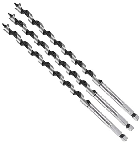 MOXPIFY Wood Auger Drill Bits, 3pcs 12mm Timber Drill Bits 230mm Long Hex Shank, Extra Long Drill Bits Wood For Woodworking (3pcs x 12mm x 230mm)