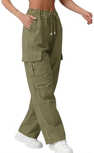 Re Tech UK - Ladies Cargo Trouser Pants for Women (Khaki, ML)