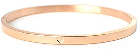 Selfmade Jewelry Armreif Damen Roségold Herz Stainless Steel Edelstahl Armschmuck mit Herzchen Gravur Inkl. Schmuckbox (Rosegold Herz)