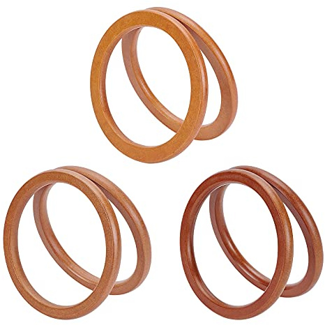 PH PandaHall 6pz Manici in Legno per Borsa Uncinetto 3 Colori Manico Tondo per Borse Legno, 13.5cm Manici di Ricambio Sostituzione per Borsa Portafoglio Accessori Fai Da Te