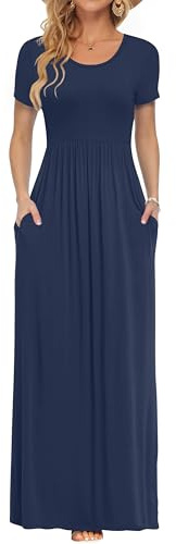 AUSELILY Maxi Dress for Women Summer Casual Long Dress Navy XXL