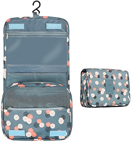 Wash Bag for Women, Large Capacity Toiletry Bag for Travel with Hook | Cosmetics Toiletries Organizer, Oxford Printed Pattern, Water-resistant & Scratch-resistant Foldable Washbag for Famale Girls