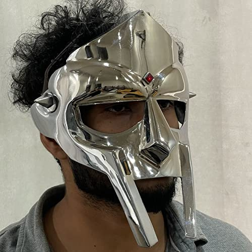 Antique Collection MF DOOM Mask - Musik-Masken für Erwachsene, Hip-Hop Fans, Cosplayer, Historische Enthusiasten - Mild Stahl, Leder - Unisex - 1 Stück