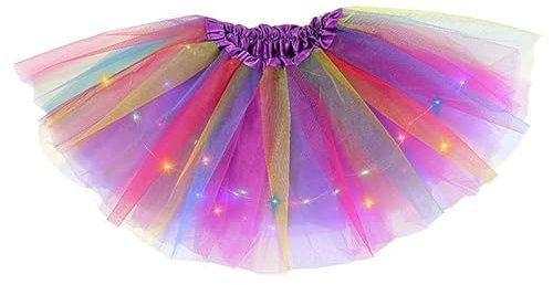 Hifot Mädchen Tutu Rock LED, Tüllrock Kinder Ballettrock Pailletten Led Lichter Kleid Tutu für kleine Mädchen, Prinzessin Tanzrock tanzkleid