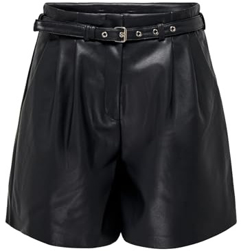 ONLY Pantalones Cortos Onlheidi de Piel sintética para Mujer CC OTW, Negro, XS