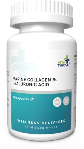 VitaThrive® Marine Collagen & Hyaluronic Acid Capsules – Beauty & Skin Support Supplement with Marine Collagen for Hair, Skin, Nails & Daily Wellness – 90 Capsule