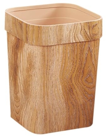 SEWACC Poubelle En Plastique Imitation Bois 12L Conteneur De Déchets Carré Pour Salle De Bain Bureau Maison Corbeille À Papier Et Élégante