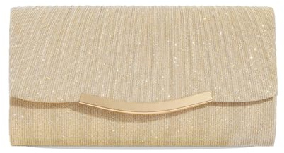 Kememo Gold Clutch Bag, Women's Clutches Evening Bags with Detachable Chain, Sequin Bag Envelope Handbags Purses for Women Bridal Prom Party Wedding