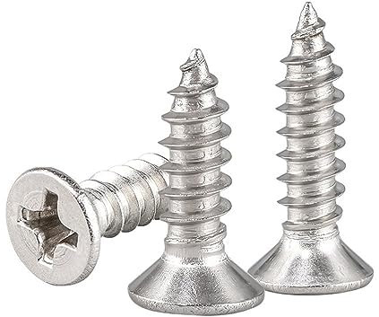 50 Stück 304 Edelstahl Senkkopf selbstschneidende Schrauben KA Flachkopf Kreuzschlitzschrauben selbstschneidende kleine Schrauben M1-M2,6 (Size : M1.4 * 5)