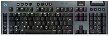Logitech G G915 X LIGHTSPEED Low-Profile-Kabellose Gaming-Tastatur, Double-Shot-PBT-Tastenkappen, voll programmierbare Tasten, RGB-Hintergrundbeleuchtung, GL Brown-Tactile, PC/Mac, DEU QWERTZ -Schwarz