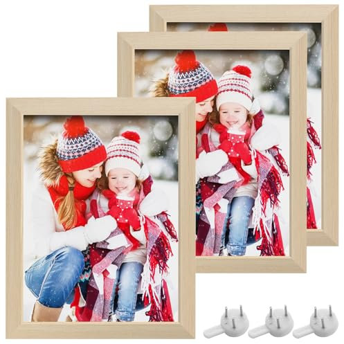 Asfrode Set di 3 cornici portafoto in legno, 21 x 29,7 cm, formato A4, da tavolo o da appendere alla parete, per collage di ritratti, certificati (bianco legno)