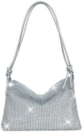 Fonyiunce Damen Glitzer Tasche, Glitzer Abendtasche Umhängetasche, Abendtasche Damen Hohe Kapazität Mit Reißverschluss, Verstellbarer Schultergurt Elegante Tasche Damen, für Hochzeit Party Freizeit